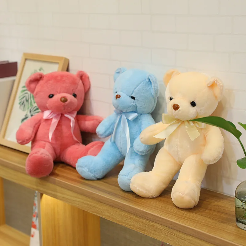 10 Colors 30cm Coloured Bear Plush Toys Stuffed Teddy Bear Soft Bear Wedding Gifts Girl Toy Birthday Gift Brinquedos