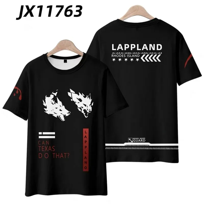 

Arknights lappland 3d printing T-shirt summer fashion round neck short sleeve kimono popular game streetwear