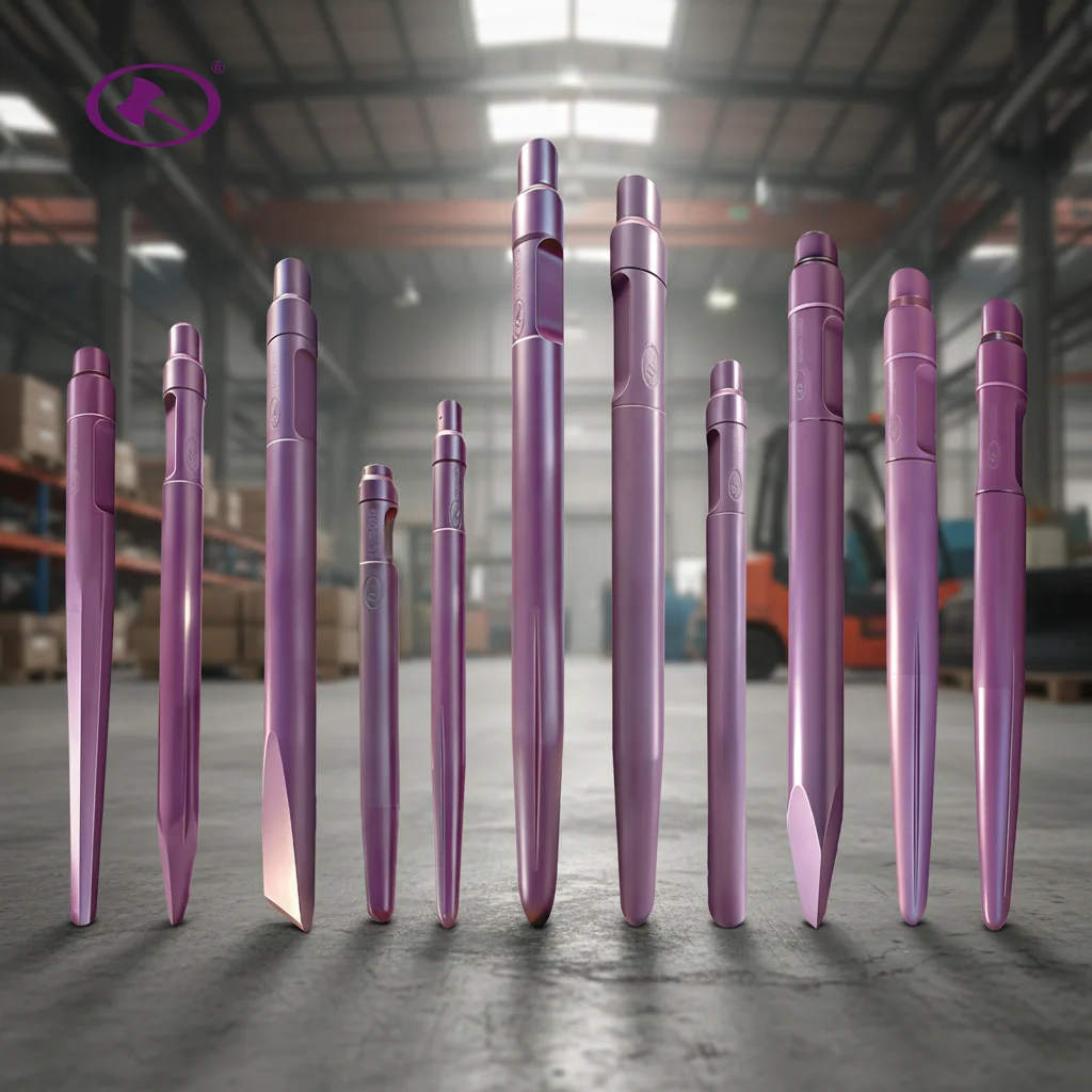 Heavy Forged Alloy Moil Point Large Hydraulic Breaker Chisel 195mm 200F 215mm Diameter Conical Slotted Drill Rod