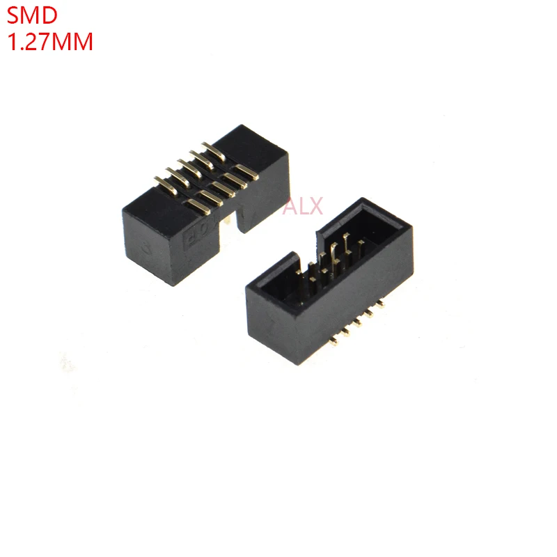 10pcs 1.27mm Pitch 6 8 10 12 14 16 20 26 30 34 40 50 60 Pin SMT SMD Male Shrouded Box Header IDC Connector