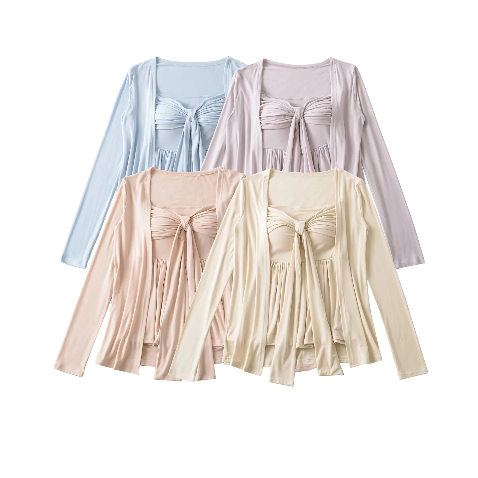 الوردي سترة سترة المرأة التخسيس مجموعة الكورية Sle طويلة Sve منتصف طول لباس غير رسمي للفتيات الصغيرات موسم الخريف