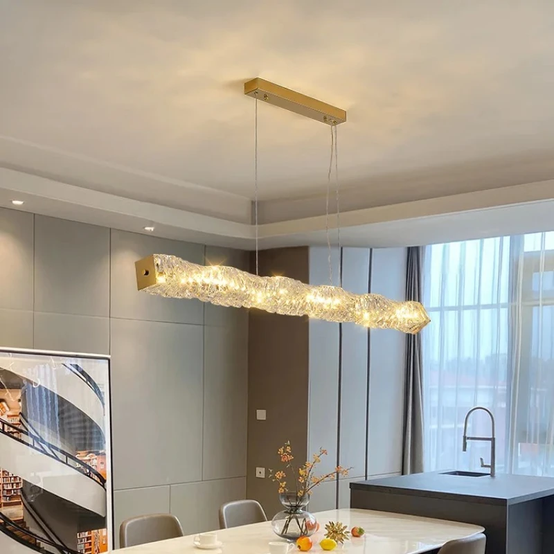 

Restaurant Atmosphere Luxury Crystal Chandelier Simple Bar Light Post-modern High-end Luxurious Dining Table Long-shaped Dining