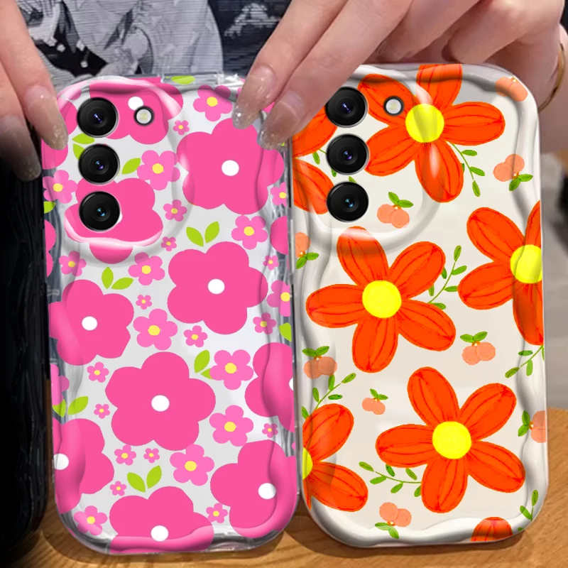 

Flowers Art Design Roses For Samsung S24 S23 S21 S20 Ultra Plus FE A73 A72 A71 A51 A31 A05S A05 A04 5G Wave Oil Cover