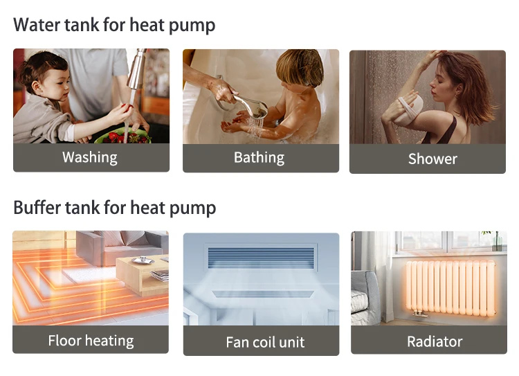 سخان مياه بمصدر هواء من الفولاذ المقاوم للصدأ سعة 400 لتر - كهربائي هجين/طاق شمسي/غاز لإمدادات المياه الساخنة المنزلية والفنادق ​