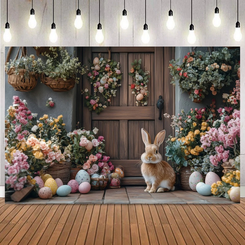 

Easter egg cute rabbit photography background, children's portrait birthday party home decoration photography studio background