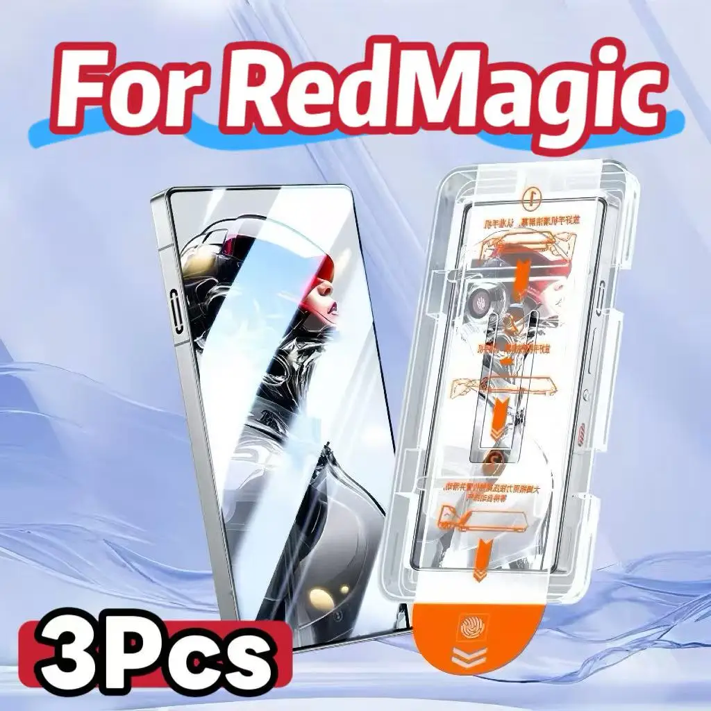 

3Pcs Suitable for Nubia Red Magic 10Air Full Transparent 10pro Black Edge Silk Screen Printing Frosted Tempered Film