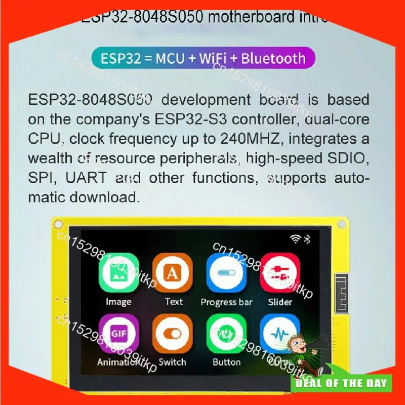August 1Set ESP32-S3 TFT Display Module WIFI BT Smart Display MCU 800X480 RGB 5-Inch IPS LCD (With Touch)