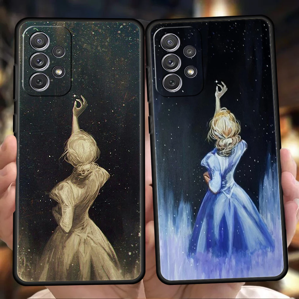 Phone Case for Samsung Galaxy A13 A15 A17 A22 A23 A25 A31 A32 A33 A35 A41 A51 A52 A55 5G Soft TPU Shell Dreamy Lonely Girl Capas