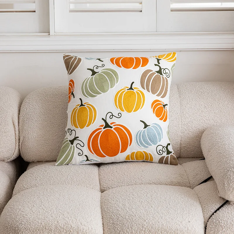 

Pumpkin Embroidery Throw Cushion Cover 45x45cm Halloween Party Decor Living Room Home Accessories Decorative Pillow Covers