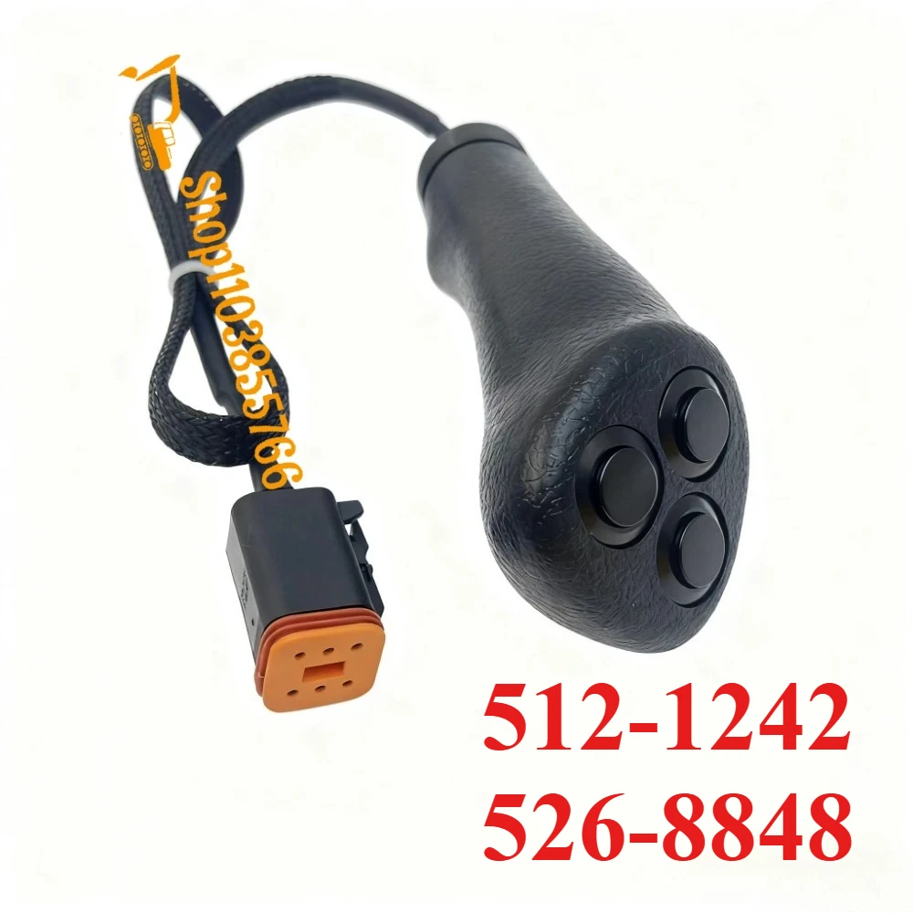 

New Joystick Handle Glue Horn Button Switch Control Device 512-1242 526-8848 for Excavator Parts E320GC E323 E330 E336 E345GC