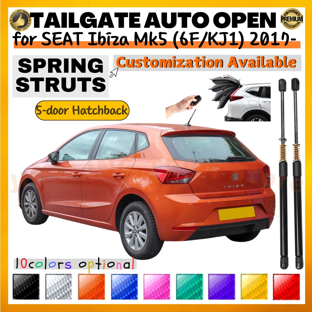 Qty(2) Trunk Struts with Spring for SEAT Ibiza Mk5 (6F/KJ1) 5-door Hatchback 2017-present Rear Tailgate Boot Lift Supports Shock