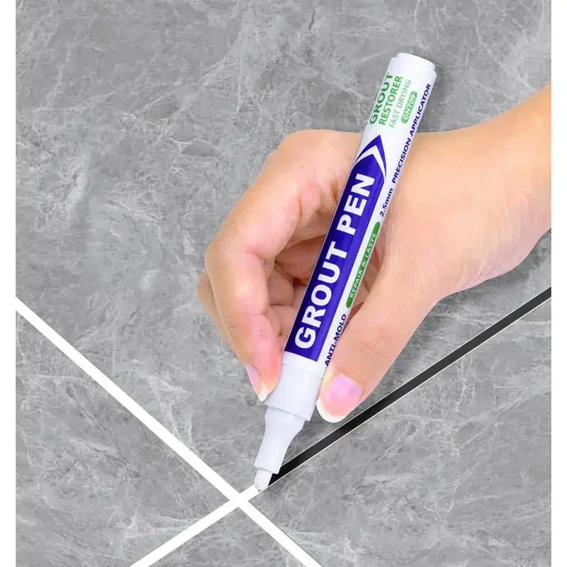 

1pc Tile Grout Pen Waterproof Tile Marker Grout Pen Seam Filler Repair White Caulk Bathroom Porcelain Mouldproof Cleaner Agents