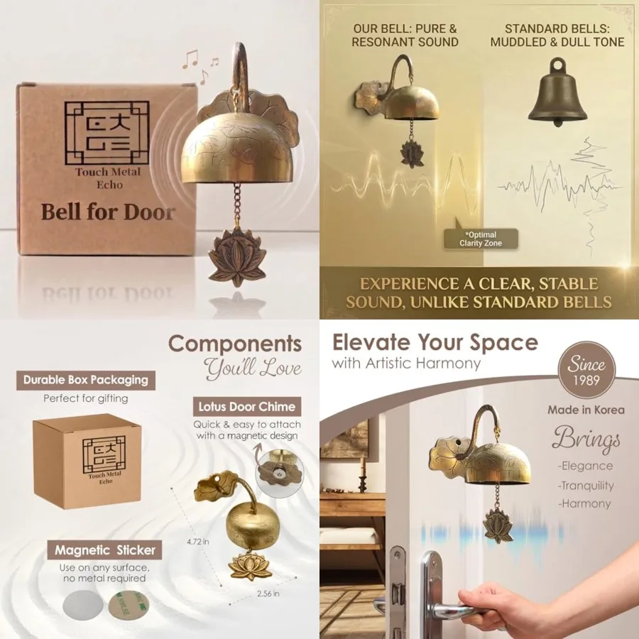 

Solid Brass Shopkeepers Bell for Door Opening Handmade in Korea Bells for Door and Business Entrance Home Decor Housewarming Gi