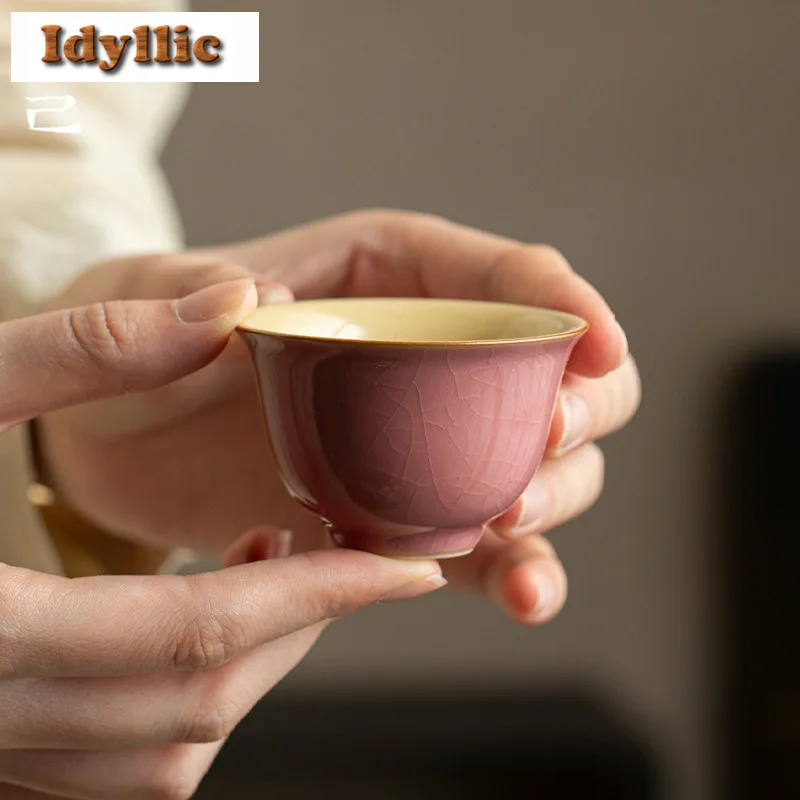 2 قطعة/الوحدة 50 مللي الوردي رو فرن فنجان الشاي الرجعية الشاي السلطانية فنجان شاي مجموعة الشاي تذوق رائحة كوب Jianzhan ماستر الكؤوس الصينية طقم شاي الحرفية #1