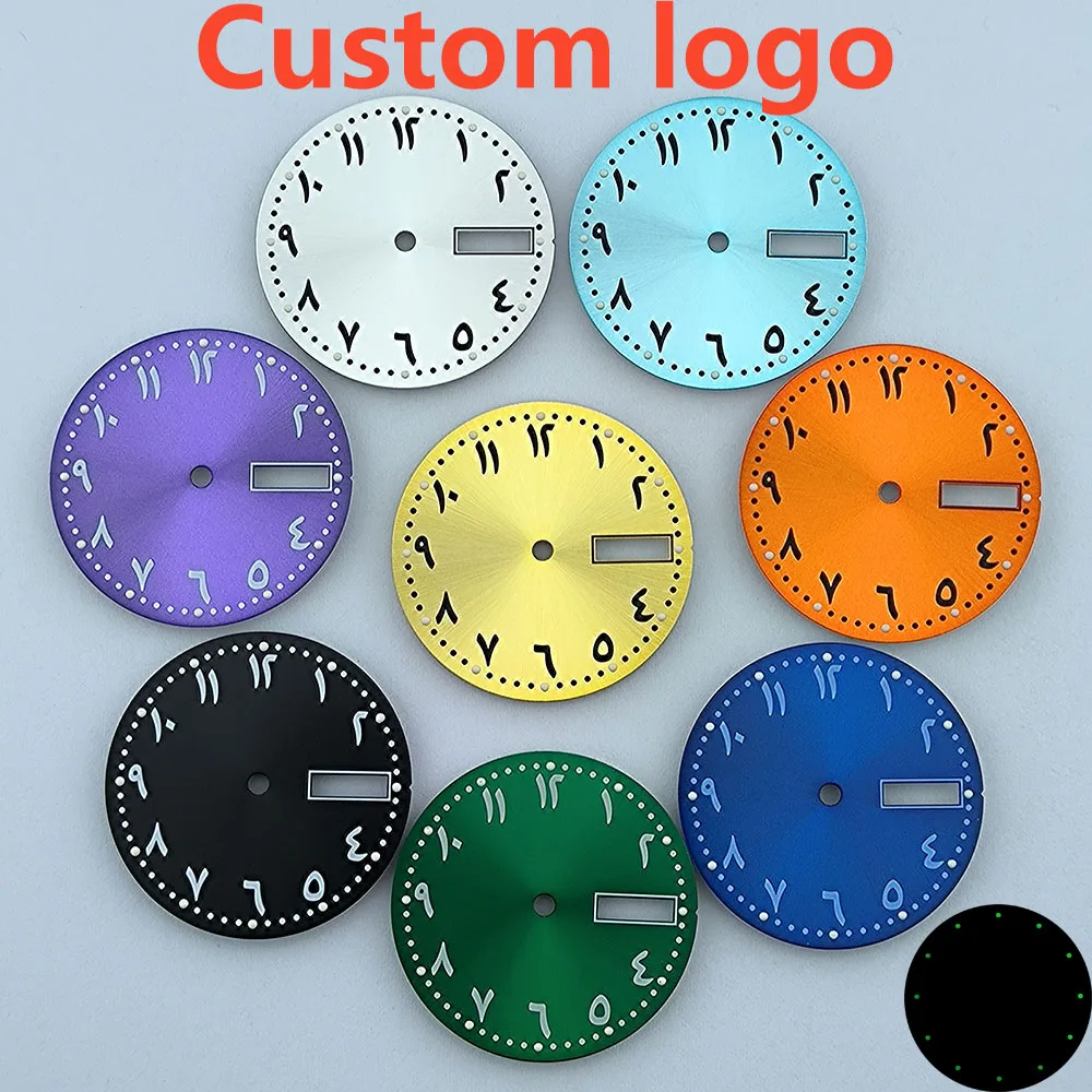 watch dial N H36 dial Custom logo 28.5mm Arabic numerals dial green luminous fit N H36 movement watch accessories repair tools