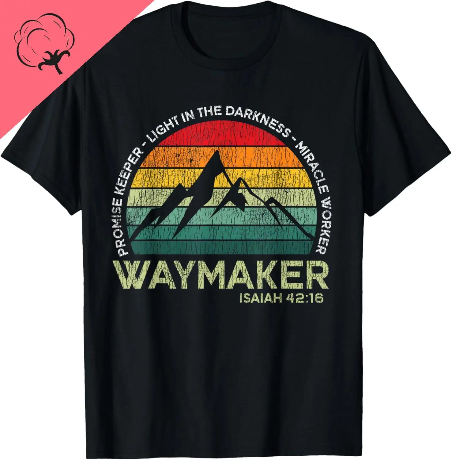 Vintage Waymaker Promise Keeper Miracle Worker Christian T-Shirt Casual Funny Shirt Customizable Printed T-shirt