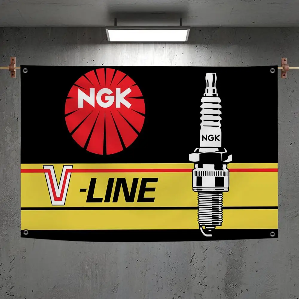 Coole N-NGK-Zündkerzen-Flaggen, individuelles dekoratives Wandbehang-Banner-Kunstwerk für Schlafzimmer, Wohnzimmer, Heimbüro, Außendekoration, Geschenk