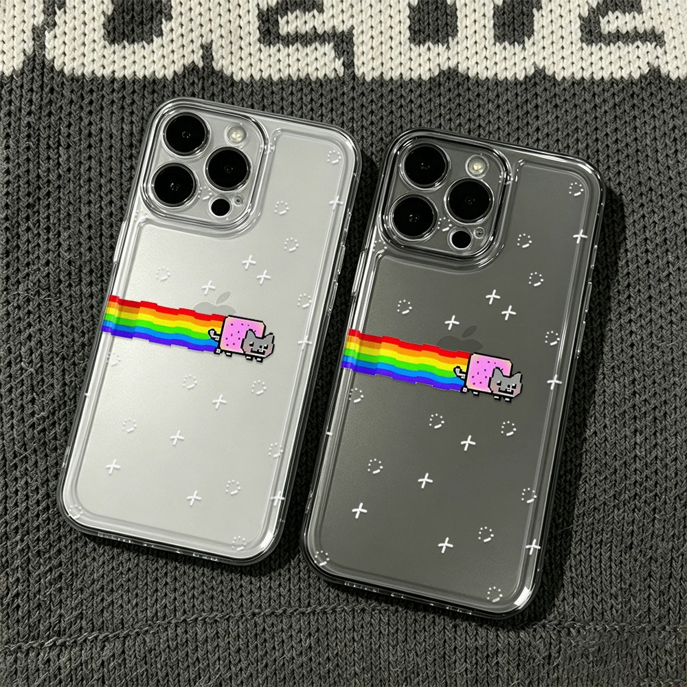 

Rainbow Cat Camera Protection Silicone Case For Iphone 17 16 Plus 15 14 13 12 11 Pro Max Full Edge Shockproof Cover