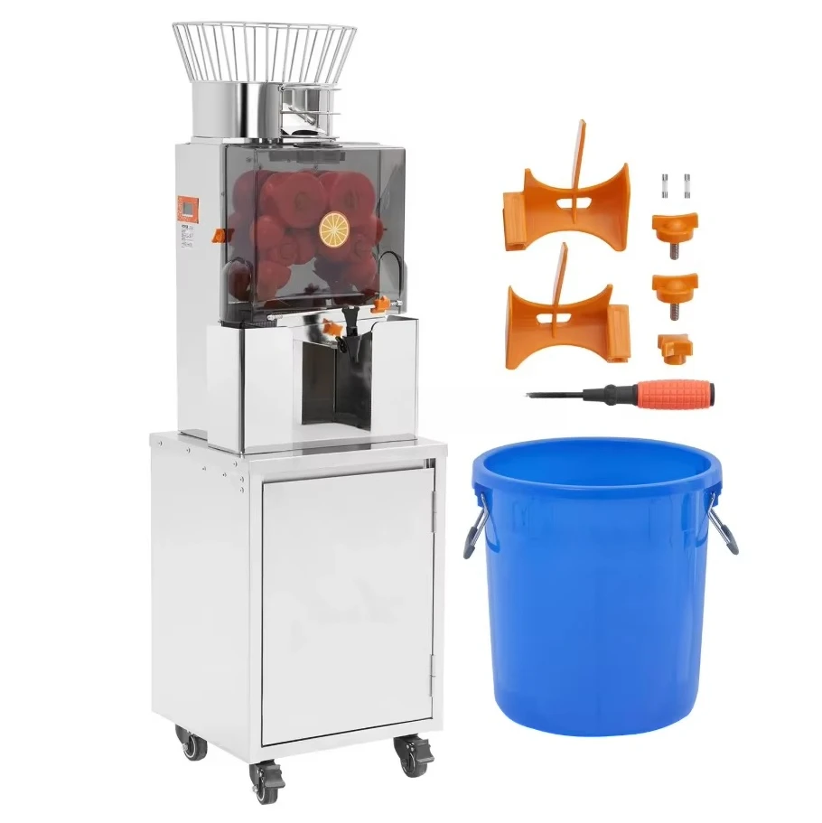 Commercial Orange Juicer, Automatic Feeding Juice Extractor with Pull-Out Filter Box, PC Cover, 3 Peel Collecting Buckets view 3