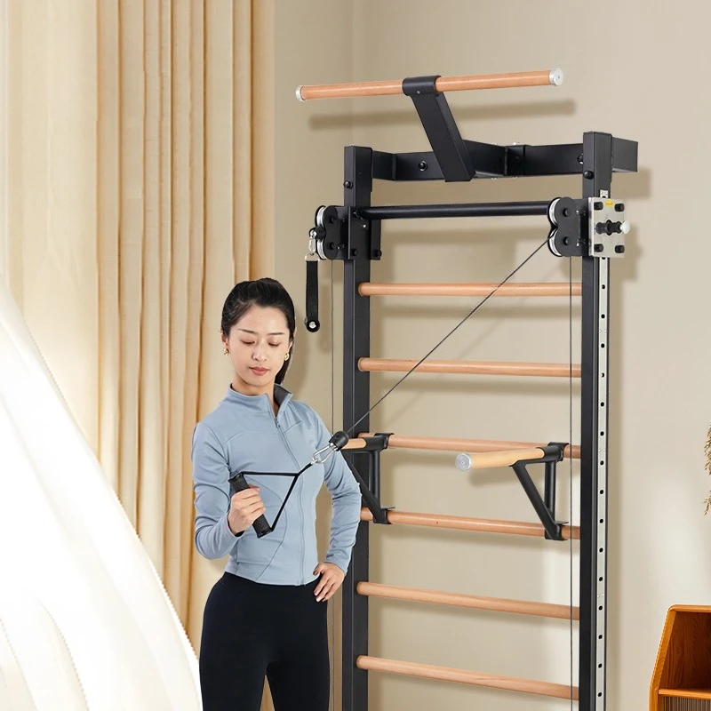 Ladder Multifunctional Indoor Double Rod Wall Mounted Wooden Fitness Home Gym Skeleton - Detail 1