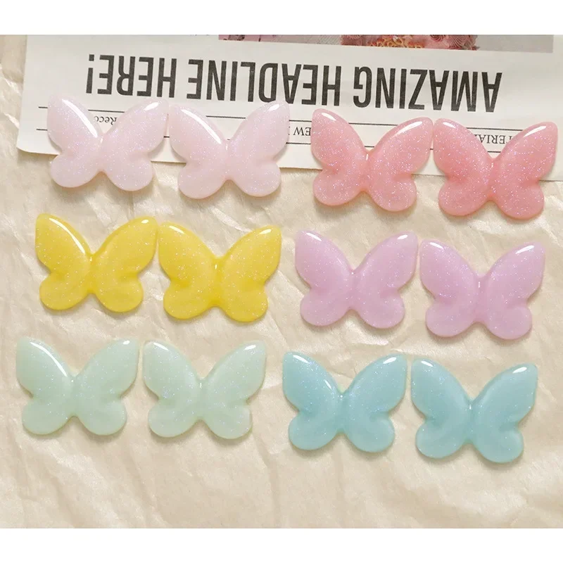 5pcs Japanese sweet glitter fairy butterfly flatback cabochon resin accessories diy craft hair accessories material