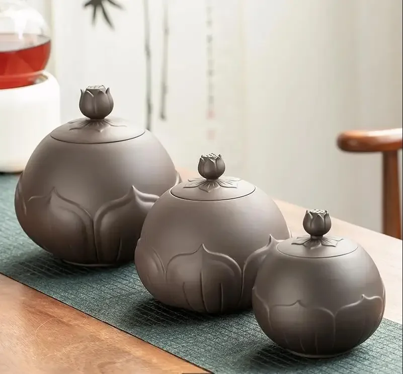 

Purple Clay Tea Caddy Ceramic Jar Storage Sealed Moisture-proof Food Box Container Home Organizer