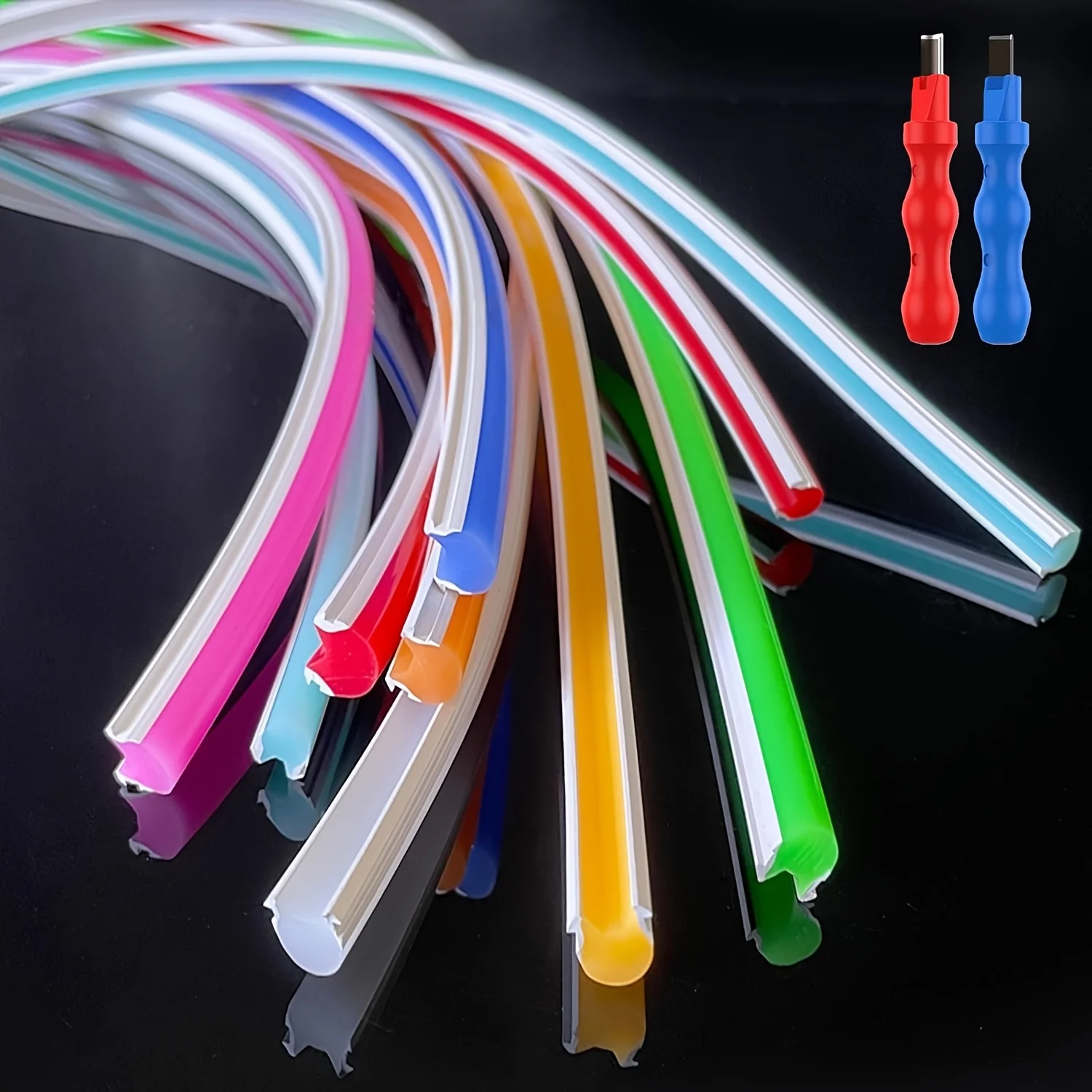

Separated Neon Flexible LED Light Strip Cover, 8mm Wear Free DIY Bendable Silicone Diffuser Cover with 2 Pcs Cutter