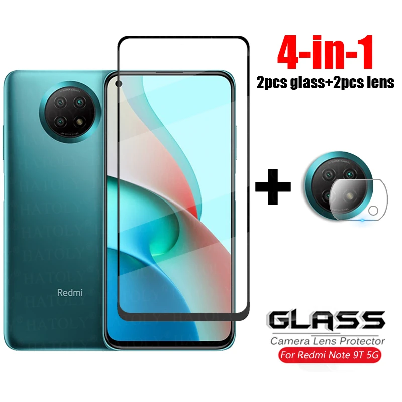 4-in-1 Glass on Redmi Note 9T 10 Pro 5G Full Cover Tempered Glass For Xiaomi Redmi Note 9 T Mi 10T Lite Camera Screen Protector