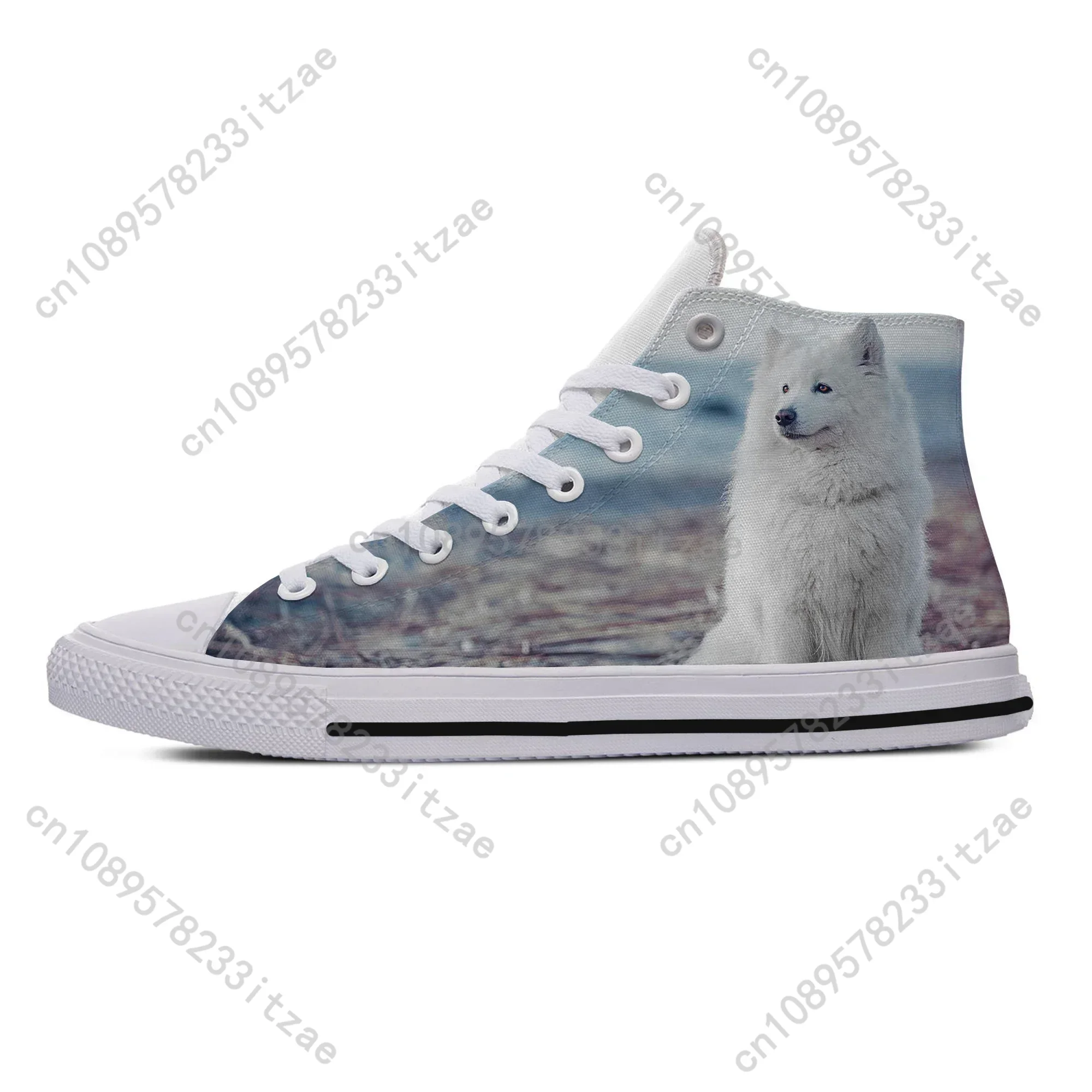 

Hot Cool Summer American Eskimo Dog Cut Kawaii Lightweight High Top Canvas Shoes Men Women Casual Sneakers Classic Board Shoes