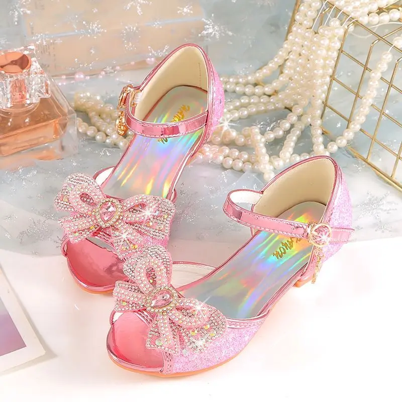 2026 New Summer Girls One Strap Open Toe Princess High Heel Sandals