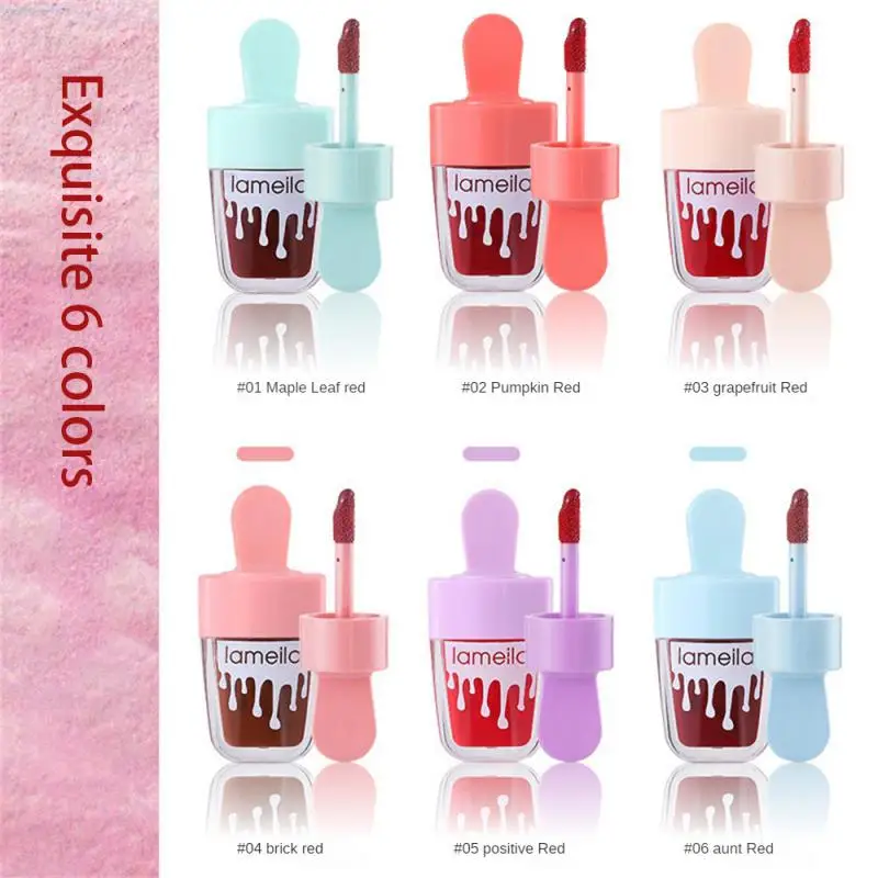 LAMEILA 1~6pcs Liquid Lipstick Lip Glaze Long Lasting Creative Ice Cream Lip Gloss Women Makeup Natural Long Lasting Lipstick