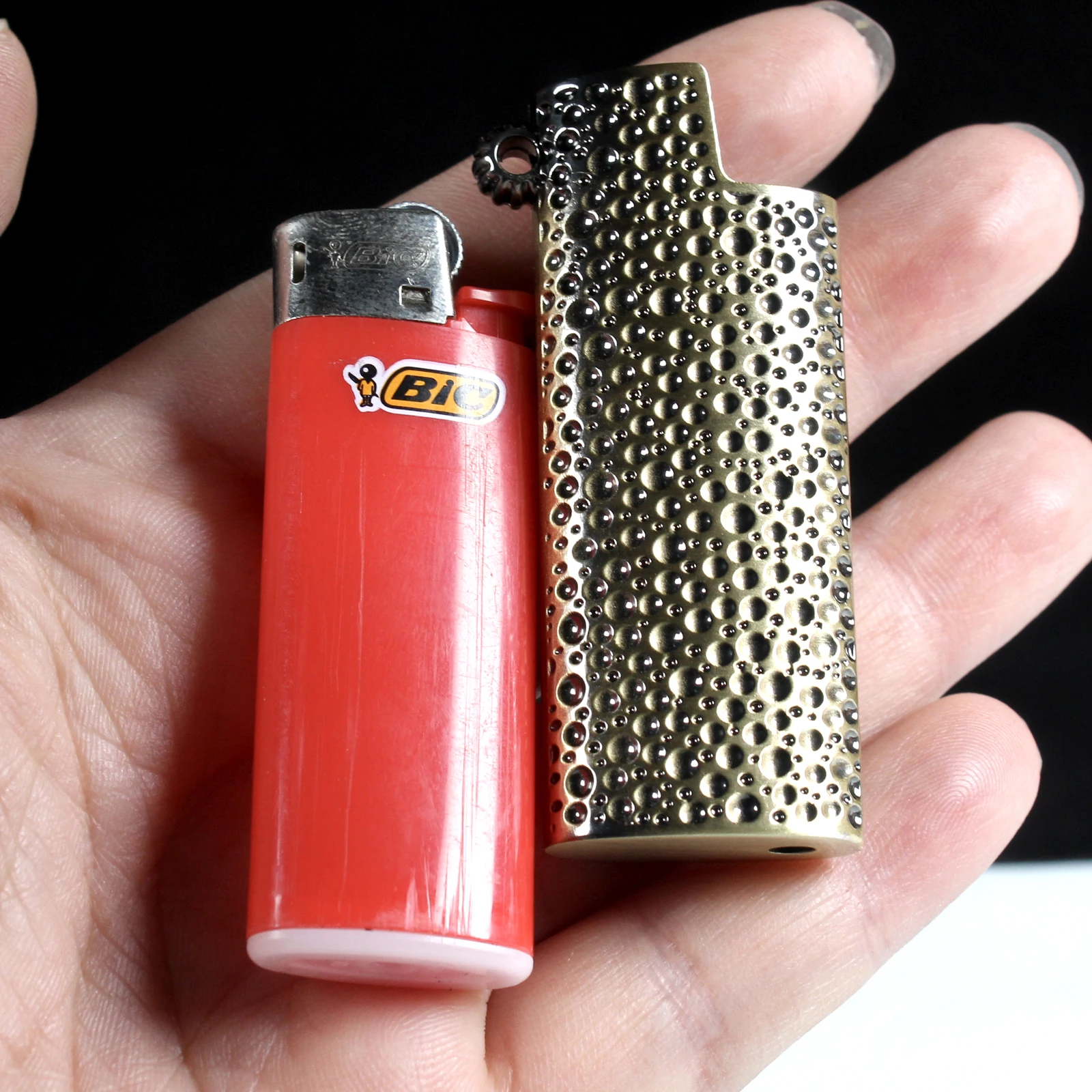 Fashion Crater J5 Lighter Case With Ring Metal Lighters Cover Sleeve Hold For BIC Mini Size Lighter