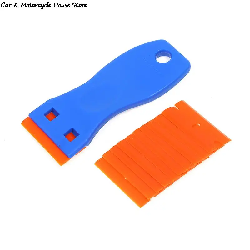 Plastic Razor Scraper With 10pcs Blades Removing Car Labels Stickers Glue