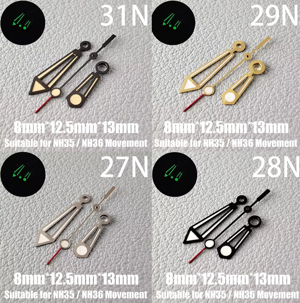 NH35 Hands Watch Hands NH36 Hands Green Luminous Hands Color Second Hands Watch Accessories Suitable For NH35/NH36 Movement