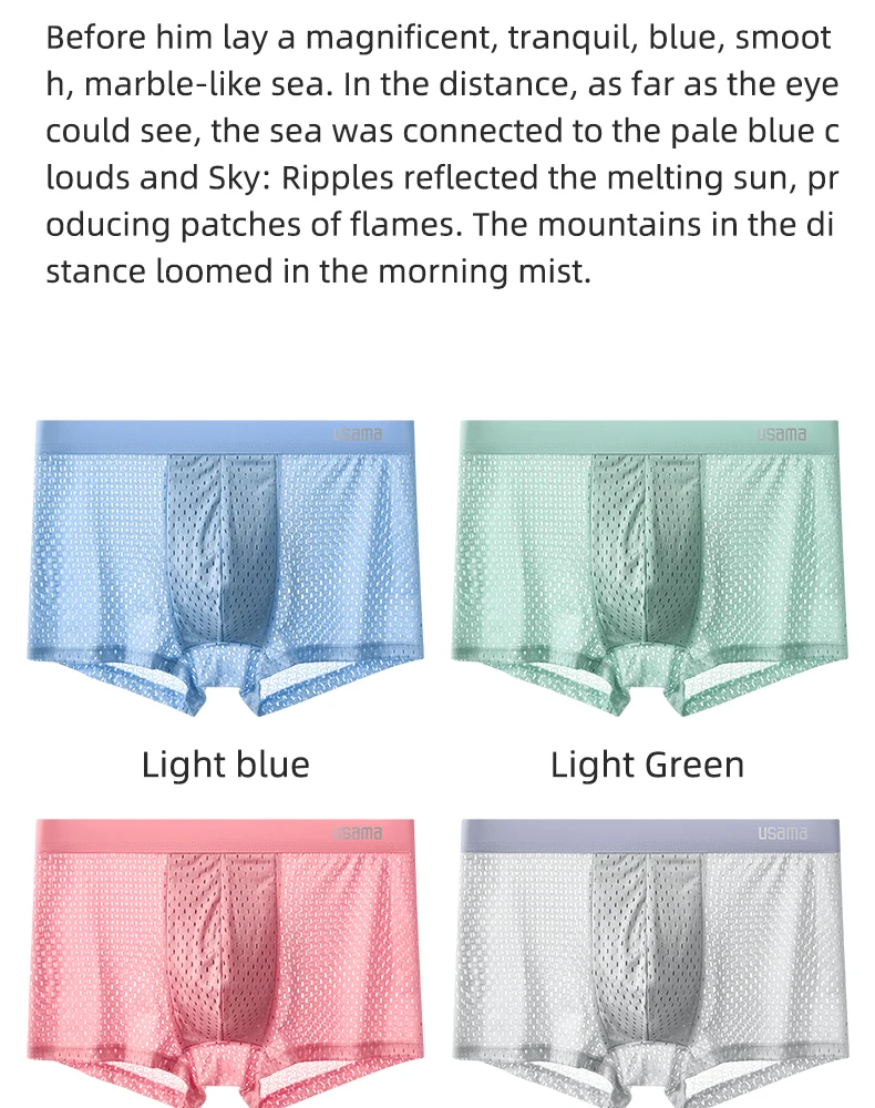 4 stücke Herren Boxershorts Eis Seide Unterwäsche plus Größe Unterhosen cool atmungsaktiv sexy schlanke Höschen Mesh Dessous Großhandel Lose – Detail 6