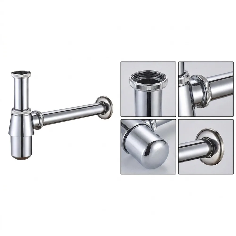 Wall-Mounted Drain Assembly for Sink Waste Removal with for triple Brass Sealing Rings and Designed for Standard Plumbing