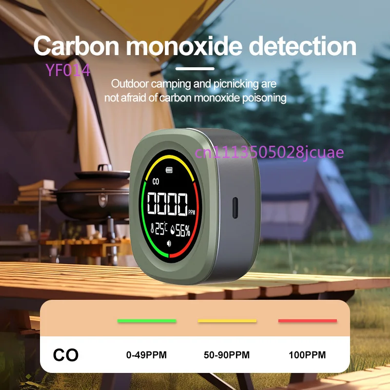 Portable 3-in-1 Carbon Monoxide Detector, CO Alarm with Temperature & Humidity Sensor for Outdoor Camping