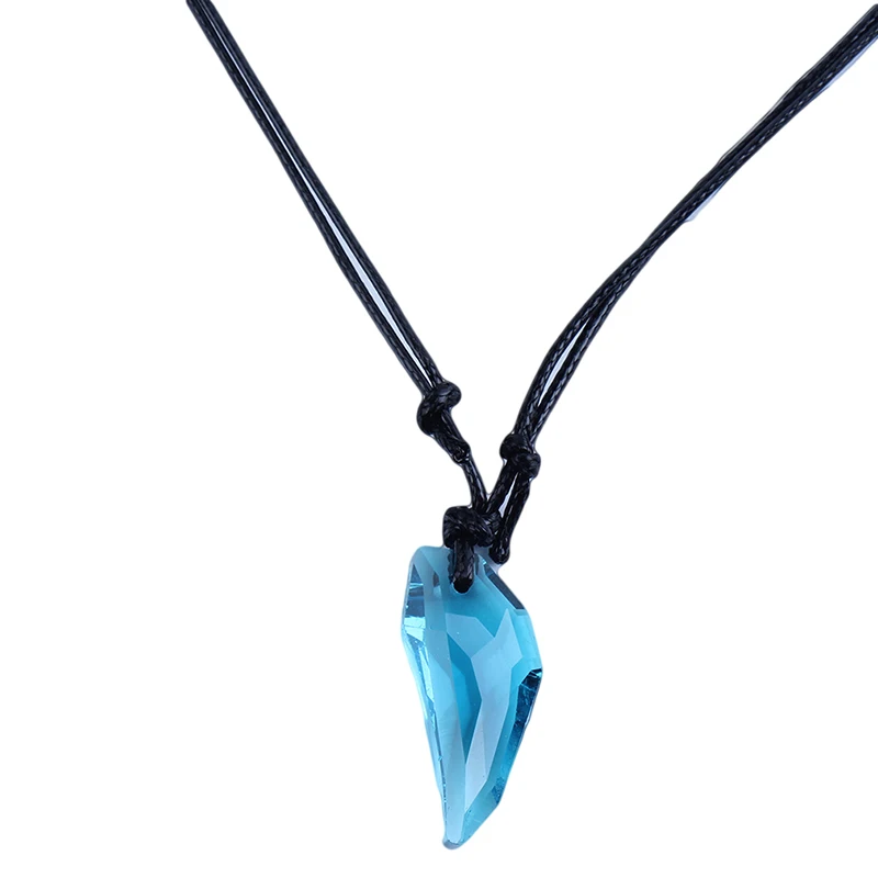 Collar de cristal austriaco, cadenas con colgante de los dientes del lobo, joyería larga de cuero para hombres, collar para parejas, regalo de cristal 2024