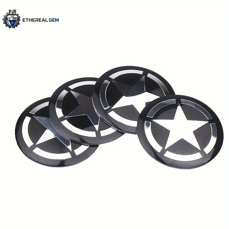 

2026 New4pcs Car Wheel Center Hub Covers, Wheel Hub Stickers, Star Decal Sticker