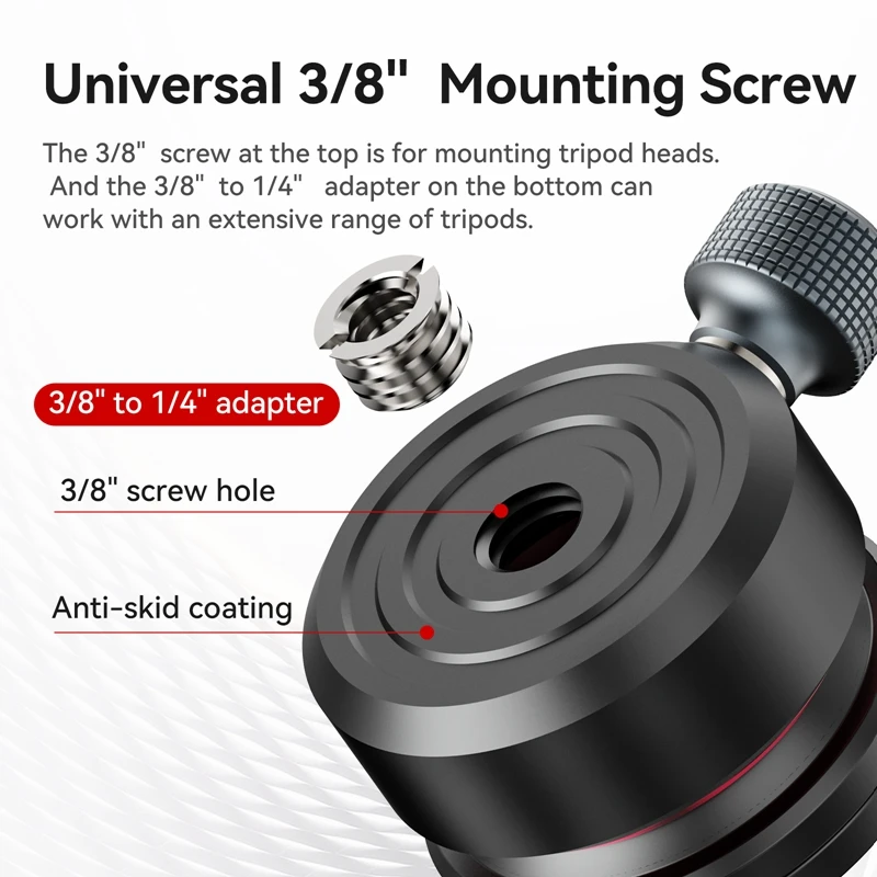 Ulanzi TT37 Mini Leveling Base Tripod Head Universal Horizontal Adjustment Mount Panoramic Head 3/8\'\' 1/4\'\' Screw for DSLR Shot