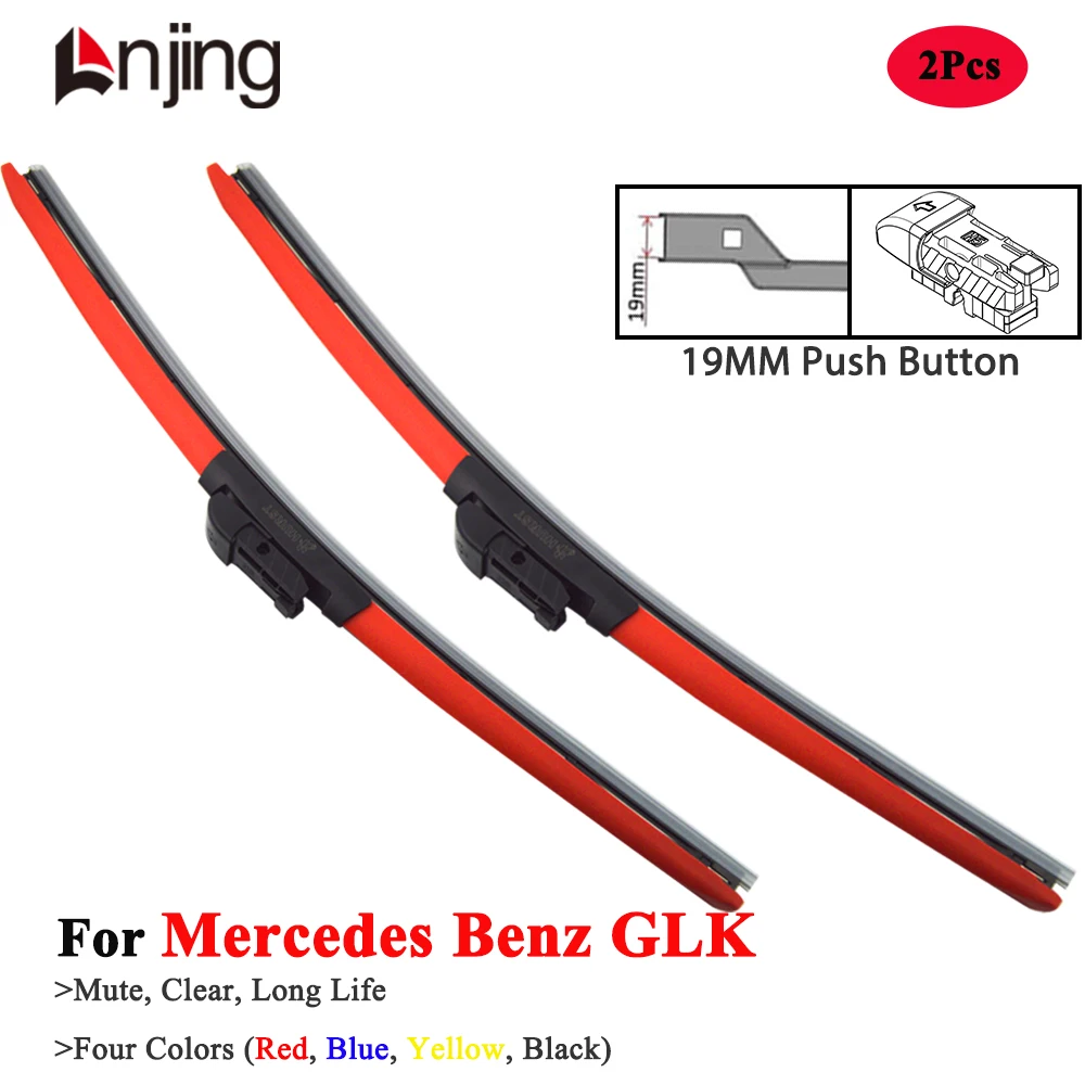 

LNJING Colorful Red Wiper Blade For Mercedes Benz GLK 200 220 250 280 300 350 X204 2008 2010 2012 2013 2014 2015 Car Accessories