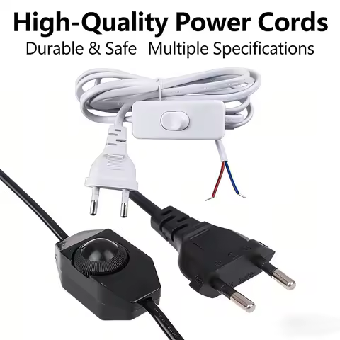 EU Plug, US Plug, 1.8M Power Cord with Black/White Switch, Dimmable Power Cable for Home Lighting, Desk Lamp, Bedroom Lamps Easy