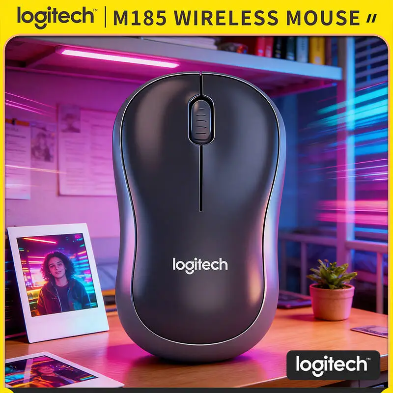 

Мышь Logitech M185: незаменимый аксессуар для путешествий, легкая, 3 кнопки, прокрутка, радиус действия 10 м, 12 месяцев автономной работы, для работы в дороге