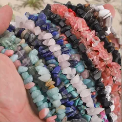 A String of Natural Stone Beads for Needlework Colourful Stone Irregular Shape DIY Necklaces Bracelet Jewelry Making Accessories