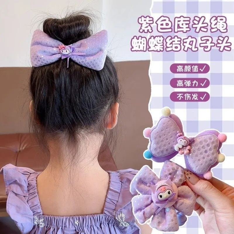 

2025 New Kulomie Children's Ball Head Hair Band Cute Bow Baby Hair Rope Ponytail Girls Headrope High Elasticity