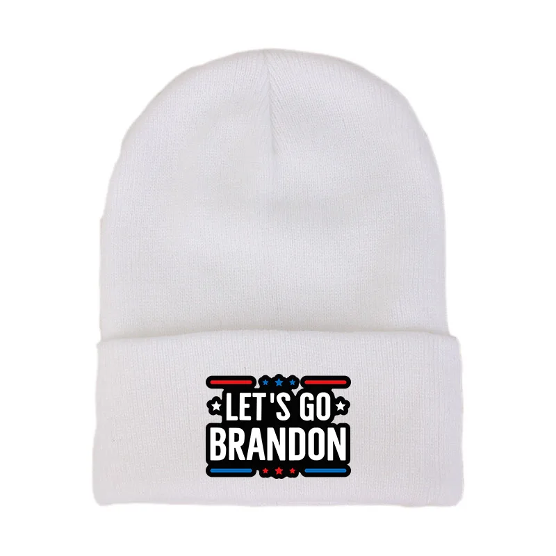 2021 Let\'s Go Brandon Knitted Beanies Winter Hats For Women Men Letters Beanie Bonnets Cap Outdoor Sport Cycling Hiking Hat Caps