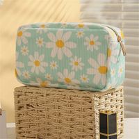 Trendy Large Capacity Corduroy Makeup Bag Makeup Brush Skincare Printed Cosmetic Bags Travel Toiletry Organizer Bag for Women
