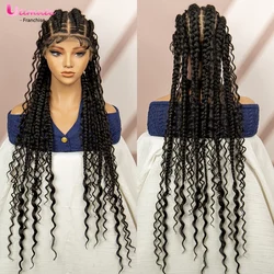 34 Inches Cornrow Braided Wigs for Women Full Lace Synthetic Hair Wigs with Baby Hair Braiding Hair for Boho Braids Lace Wigs
