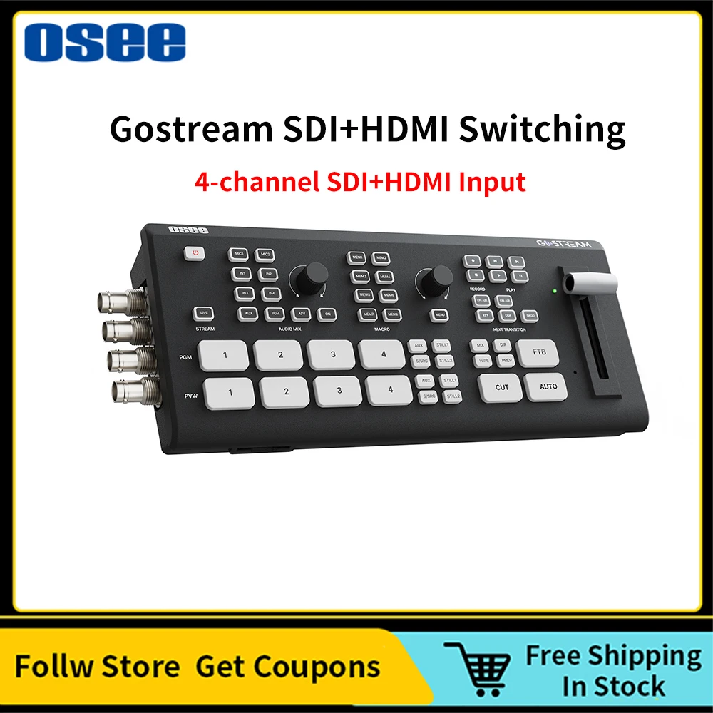 OSEE GoStream Duet 4-channel SDI+HDMI Switching Multi Machine Live streaming, Recording,Video Mixing Transition