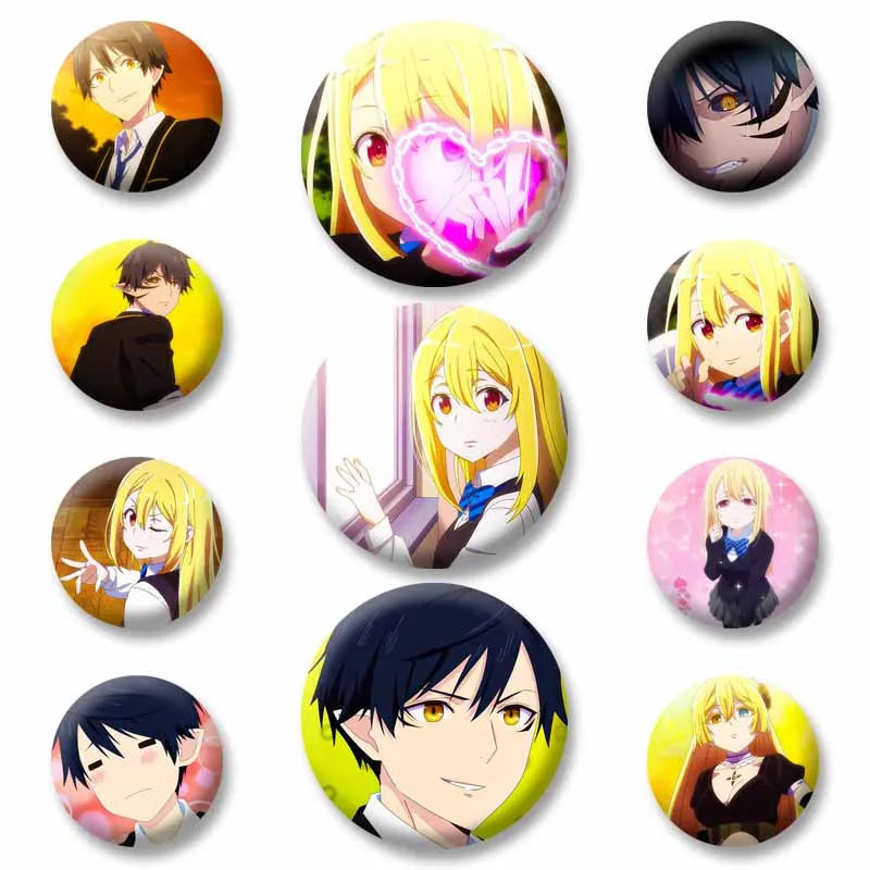 The Foolish Angel Dances with The Devil Anime Button Pins Cartoon Masatora Akutsu Lily Amane Badge Lapel Brooch for Bag Clothes